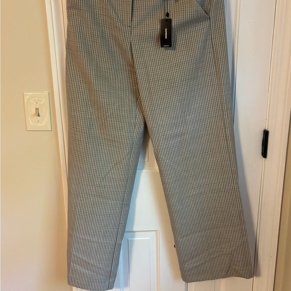 Express Women's Gray Checkered Flare Pants